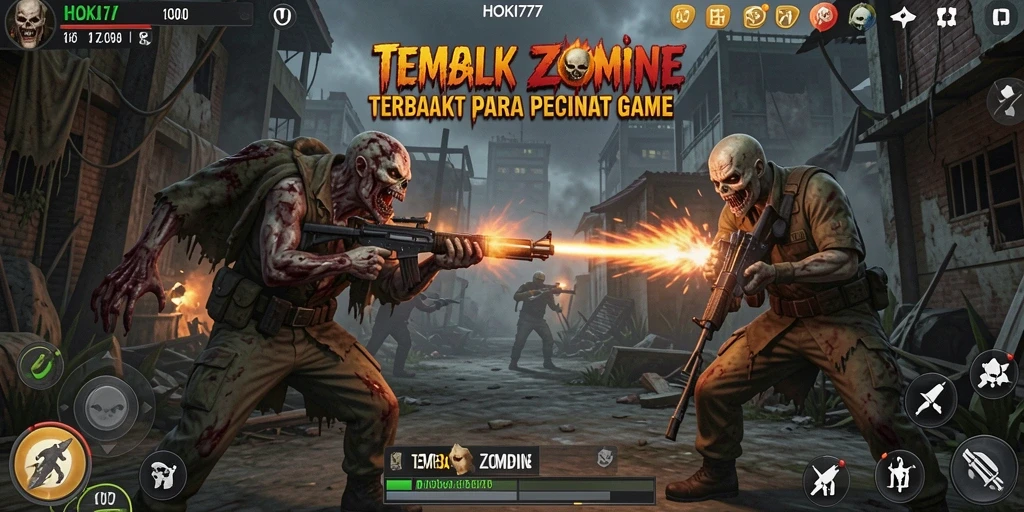 Tampilan antarmuka HOKI777 saat menghadapi zombie.