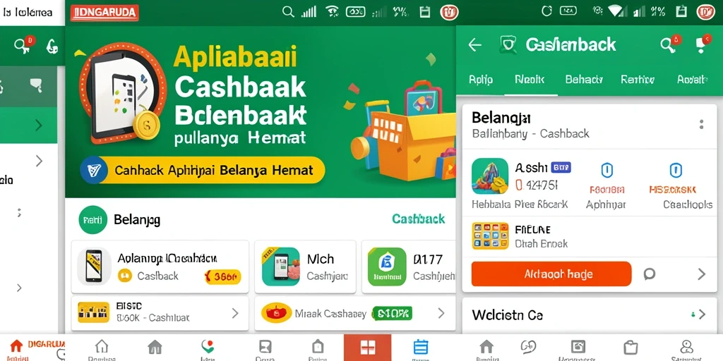 Screenshot aplikasi IDNGARUDA menampilkan fungsi Cashback yang menarik.