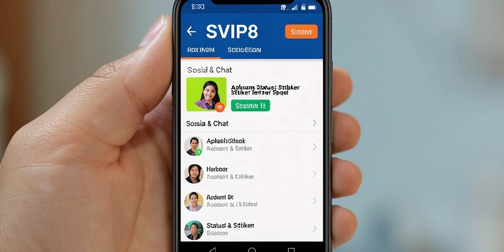 Antarmuka SVIP8 menampilkan berbagai pilihan stiker menarik untuk chatting.