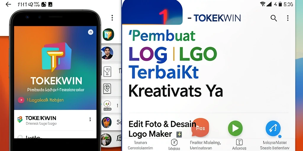Antarmuka pengguna TOKEKWIN untuk pembuatan logo yang sederhana dan efisien.