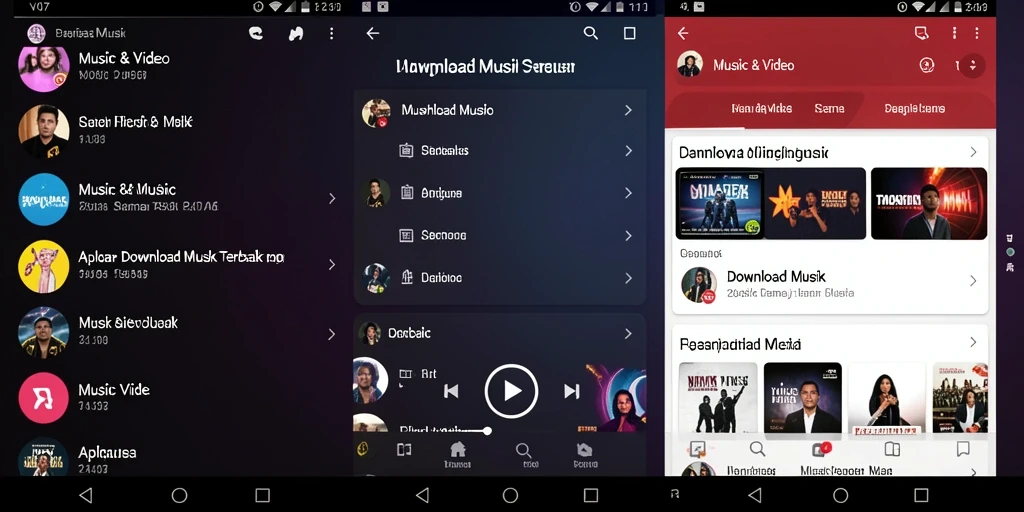 Antarmuka V07 yang intuitif untuk mengunduh musik dengan mudah.