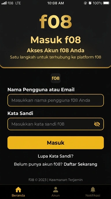 Masuk Akun f08 untuk Pengguna Android Indonesia
